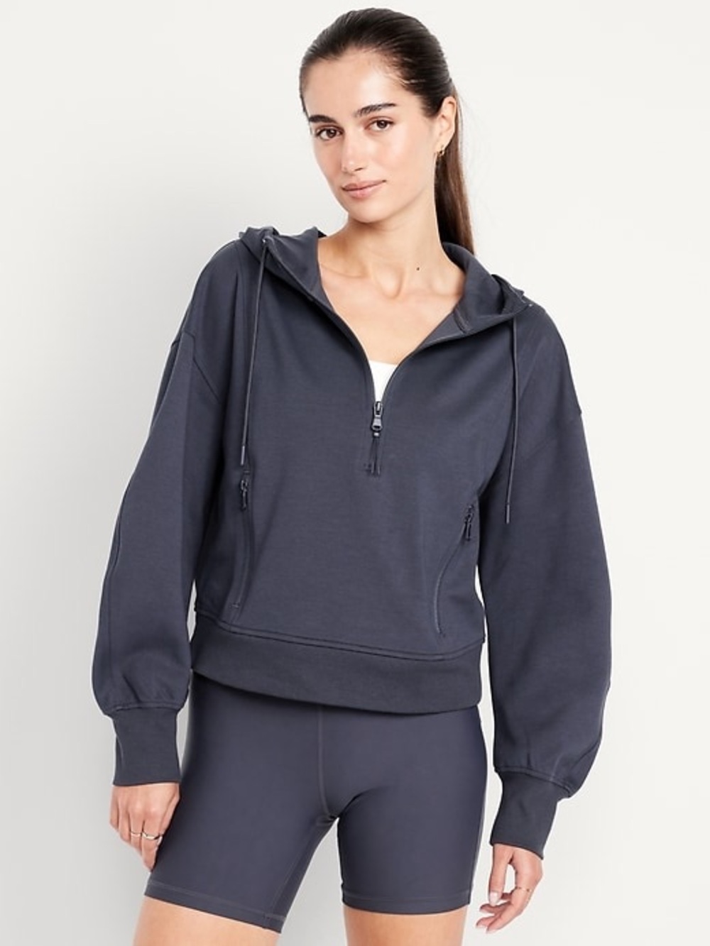 Old Navy Charcoal Gray Half-Zip Hooded Pullover
